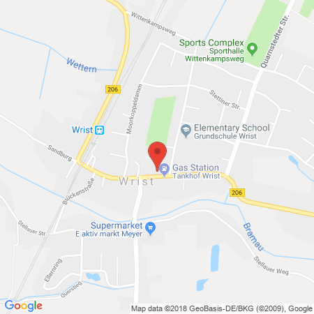 Position der Autogas-Tankstelle: Tankhof Wrist in 25563, Wrist