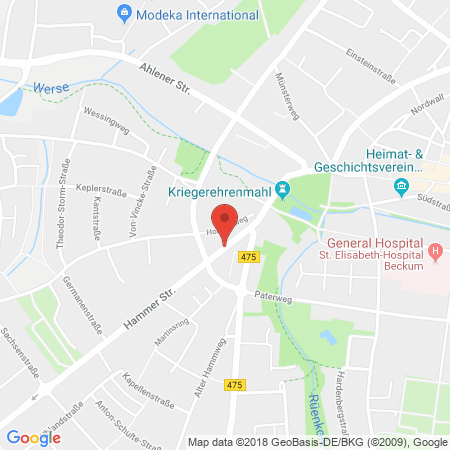 Position der Autogas-Tankstelle: ESSO Station Niehaus in 59269, Beckum