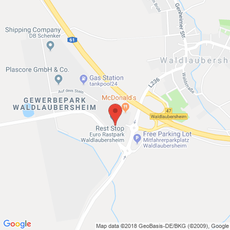 Position der Autogas-Tankstelle: Autohof Waldlaubersheim (Euro Rastpark), Total in 55444, Waldlaubersheim