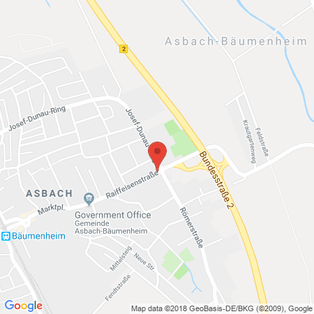 Position der Autogas-Tankstelle: Tankstelle Kuntze in 86663, Asbach-Bäumenheim