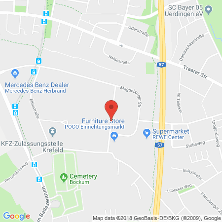 Position der Autogas-Tankstelle: Autohaus Hülsemann in 47800, Krefeld