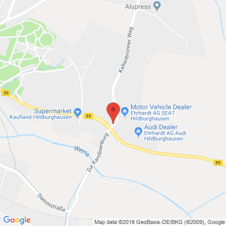 Position der Autogas-Tankstelle: OIL! Tankstelle Carolinenburg GbR in 98646, Hildburghausen