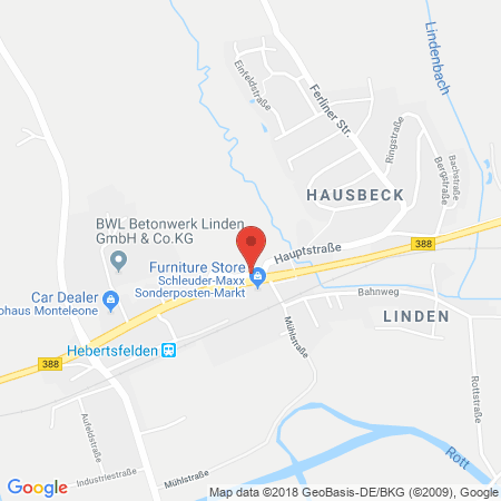 Position der Autogas-Tankstelle: Rottaler Autohof Linden in 84332, Hebertsfelden-Linden