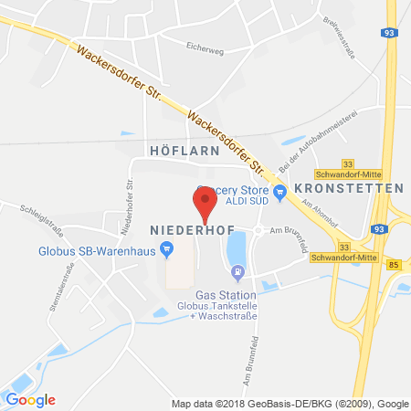 Position der Autogas-Tankstelle: Globus Autogastankstelle in 92421, Schwandorf