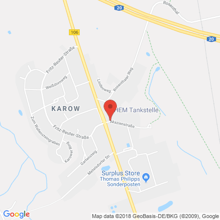 Position der Autogas-Tankstelle: HEM - Tankstelle Helmut Wegner in 23966, Karow bei Wismar