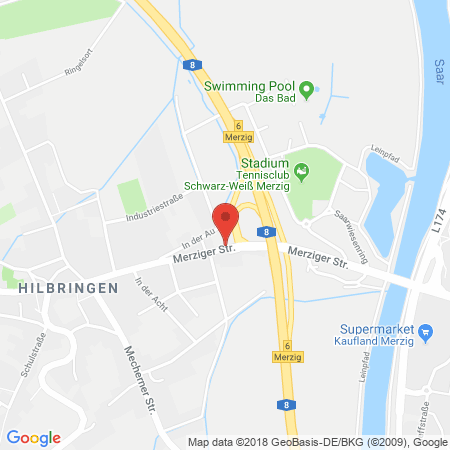 Position der Autogas-Tankstelle: Esso Station Kremmer in 66663, Merzig-Hilbringen