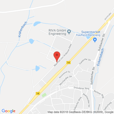 Position der Autogas-Tankstelle: Aral Tankstelle in 71522, Backnang