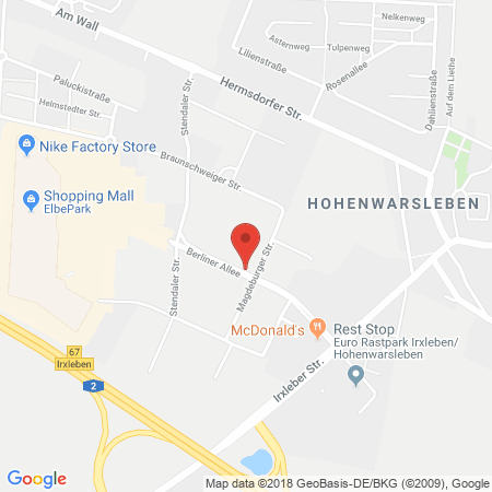 Position der Autogas-Tankstelle: Aral Tankstelle in 39326, Hohenwarsleben