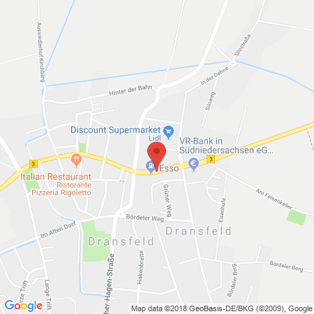 Position der Autogas-Tankstelle: Esso Station Elsbeth Runte in 37127, Dransfeld