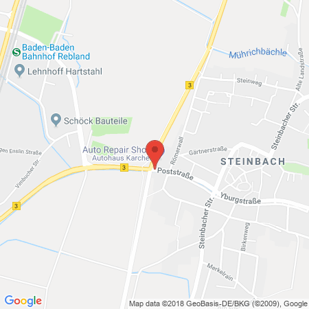 Position der Autogas-Tankstelle: Aral Tankstelle / Autohaus Karcher in 76534, Baden-Baden