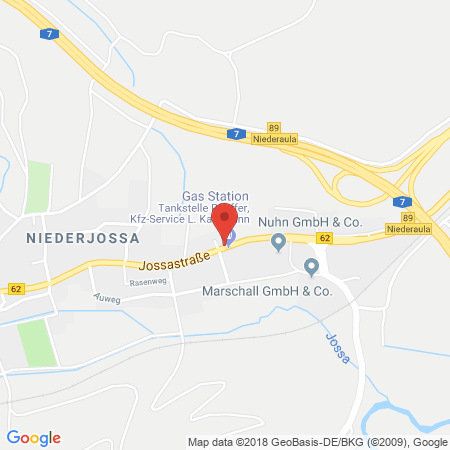 Position der Autogas-Tankstelle: LOMO-Tankstelle Gerhard Pfeiffer in 36272, Niederaula-Niederjossa
