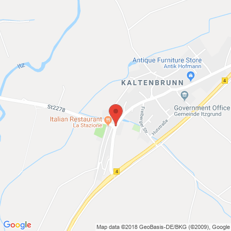 Position der Autogas-Tankstelle: AVIA-Tankstelle Eberhard Bullmer in 96274, Itzgrund-Kaltenbrunn