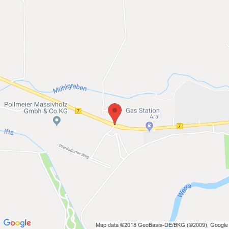 Position der Autogas-Tankstelle: Aral Tankstelle E. Schill in 99831, Creuzburg