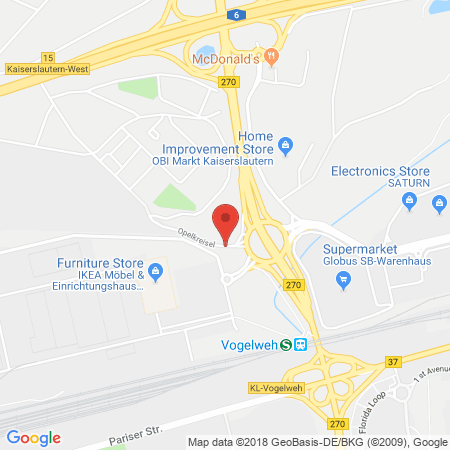 Position der Autogas-Tankstelle: Esso Tankstelle Stephan GmbH in 67663, Kaiserslautern