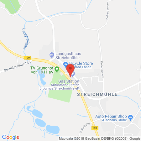 Position der Autogas-Tankstelle: HEM Tankstelle in 24989, Streichmühle