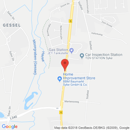 Position der Autogas-Tankstelle: Autoteile Center Gehlsen in 28857, Syke-Barrien