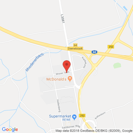 Position der Autogas-Tankstelle: Shell SVG Autohof in 34474, Diemelstadt-Rhoden
