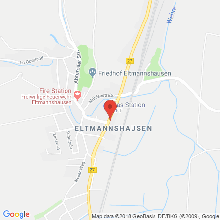 Position der Autogas-Tankstelle: bft Tankstelle in 37267, Eschwege-Eltmannshausen