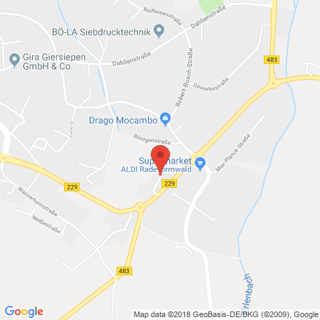 Position der Autogas-Tankstelle: Bever GmbH &C o. KG in 42477, Radevormwald