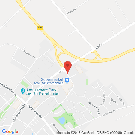 Position der Autogas-Tankstelle: Westfalen-Tankstelle in 48249, Dülmen