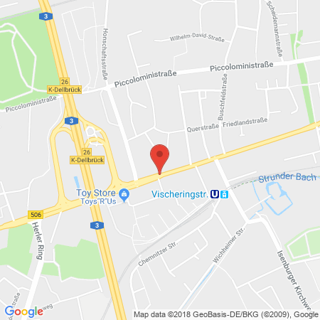 Position der Autogas-Tankstelle: Aral Tankstelle in 51067, Köln