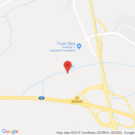 Position der Autogas-Tankstelle: ESSO-Autohof Ansbach in 91522, Ansbach