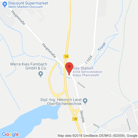Position der Autogas-Tankstelle: AVIA Station Pfannstiel in 98597, Fambach