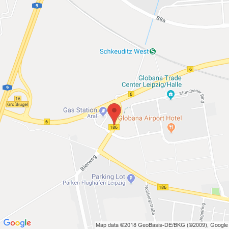Position der Autogas-Tankstelle: ARAL Tankstelle in 04435, Schkeuditz