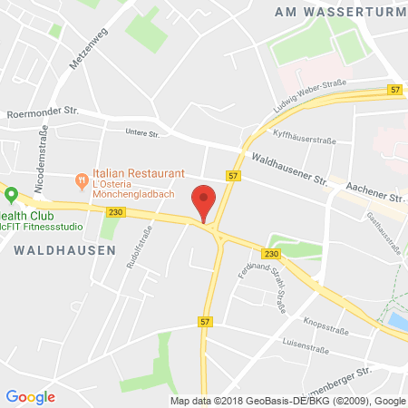 Position der Autogas-Tankstelle: Aral Tankstelle in 41068, Mönchengladbach