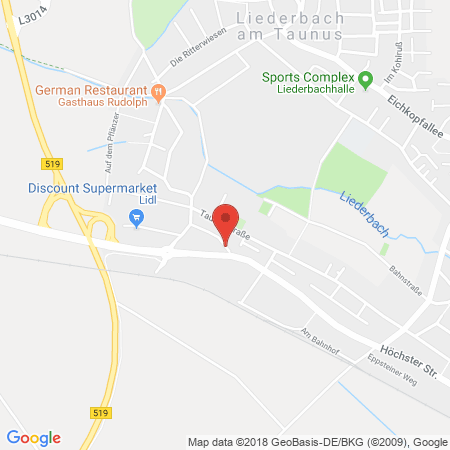 Position der Autogas-Tankstelle: Tankstation Mesut Karatas in 65835, Liederbach