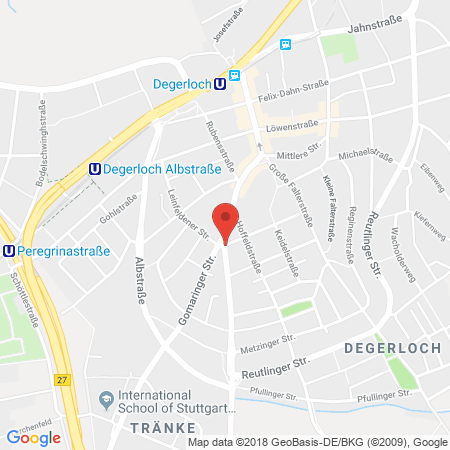 Position der Autogas-Tankstelle: OMV Tankstelle in 70597, Stuttgart-Degerloch