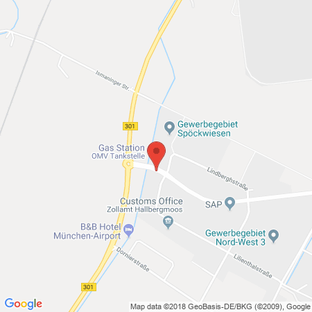 Position der Autogas-Tankstelle: OMV Tankstelle in 85399, Hallbergmoos