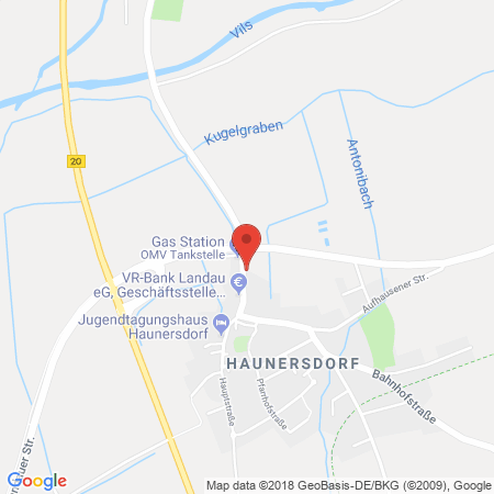Position der Autogas-Tankstelle: OMV Station Grasmeier Franz J. in 94436, Haunersdorf-Simbach