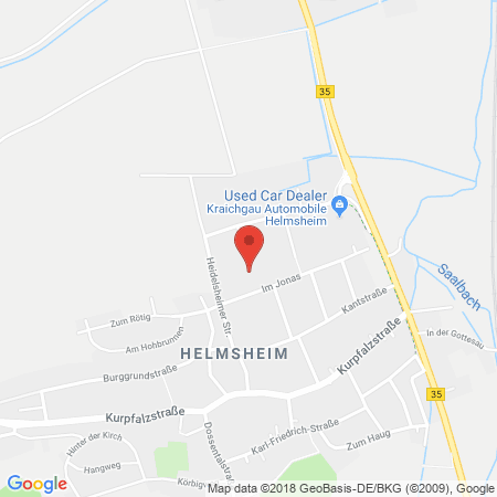 Position der Autogas-Tankstelle: MH Gas in 76646, Bruchsal-Helmsheim