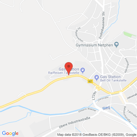 Standort der Autogas Tankstelle: Raiffeisen Markt Baustoffe Mineralöle in 57250, Netphen