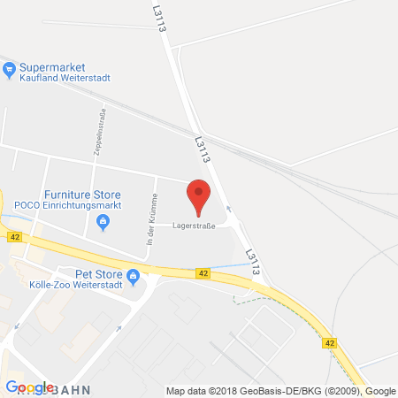 Position der Autogas-Tankstelle: Tankstelle Roth (Tankautomat) in 64331, Weiterstadt