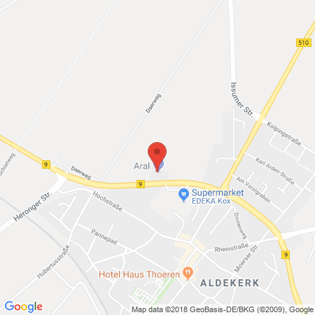 Position der Autogas-Tankstelle: Aral Tankstelle (LPG der Aral AG) in 47647, Kerken-Aldekerk