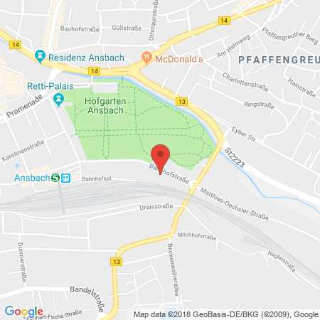 Position der Autogas-Tankstelle: Baywa Tankstelle in 91522, Ansbach