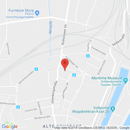 Position der Autogas-Tankstelle: Raiffeisen-Tankstelle in 39590, Tangermünde