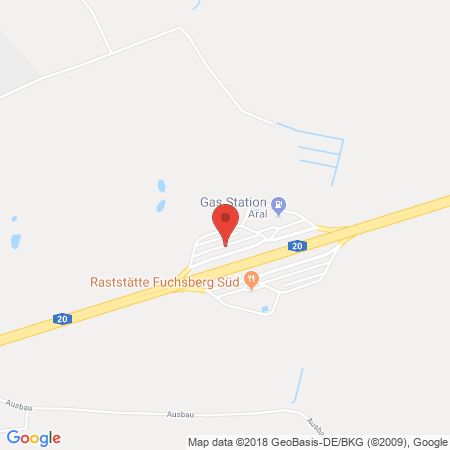 Position der Autogas-Tankstelle: BAB-Tankstelle Fuchsberg Nord (LPG der Aral AG) in 23992, Glasin