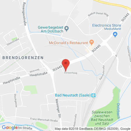 Position der Autogas-Tankstelle: BayWa Tankstelle Bad Neustadt in 97616, Bad Neustadt a.d. Saale