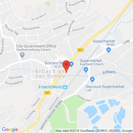 Position der Autogas-Tankstelle: JET Tankstelle in 89155, Erbach