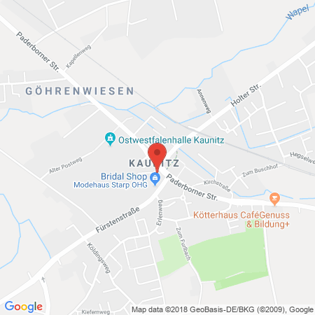 Position der Autogas-Tankstelle: AVIA-Station Liemke in 33415, Verl-Kaunitz