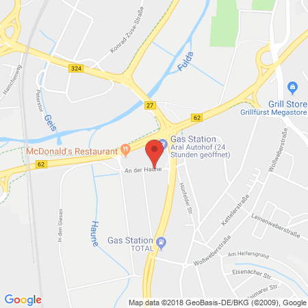 Position der Autogas-Tankstelle: Autohof Bad Hersfeld in 36251, Bad Hersfeld