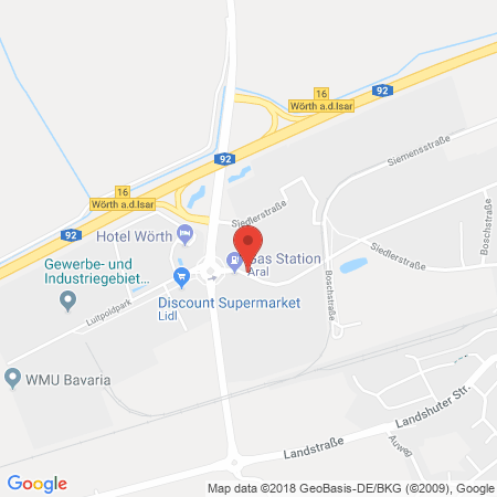 Standort der Autogas Tankstelle: TOP-TANK Tankhof Wörth a. d. Isar in 84109, Wörth a. d. Isar