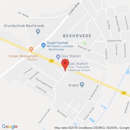 Position der Autogas-Tankstelle: STAR Tankstelle in 27612, Loxstedt-Bexhövede