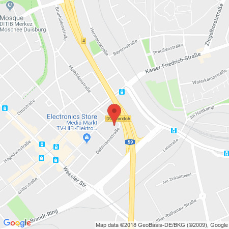 Position der Autogas-Tankstelle: bft-Tankstelle in 47169, Duisburg-Marxloh