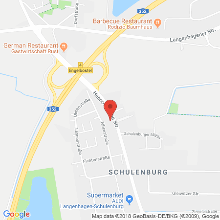 Position der Autogas-Tankstelle: Aral Tankstelle in 30855, Langenhagen-Schulenburg