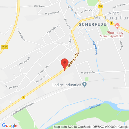 Position der Autogas-Tankstelle: Autohaus Gebr. Hoppe in 34414, Warburg-Scherfede