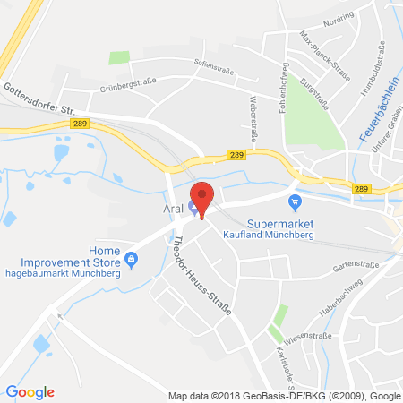 Position der Autogas-Tankstelle: ARAL Tankstelle in 95213, Münchberg